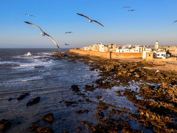 Camping-car à Essaouira face à l’océan, près des remparts de la médina