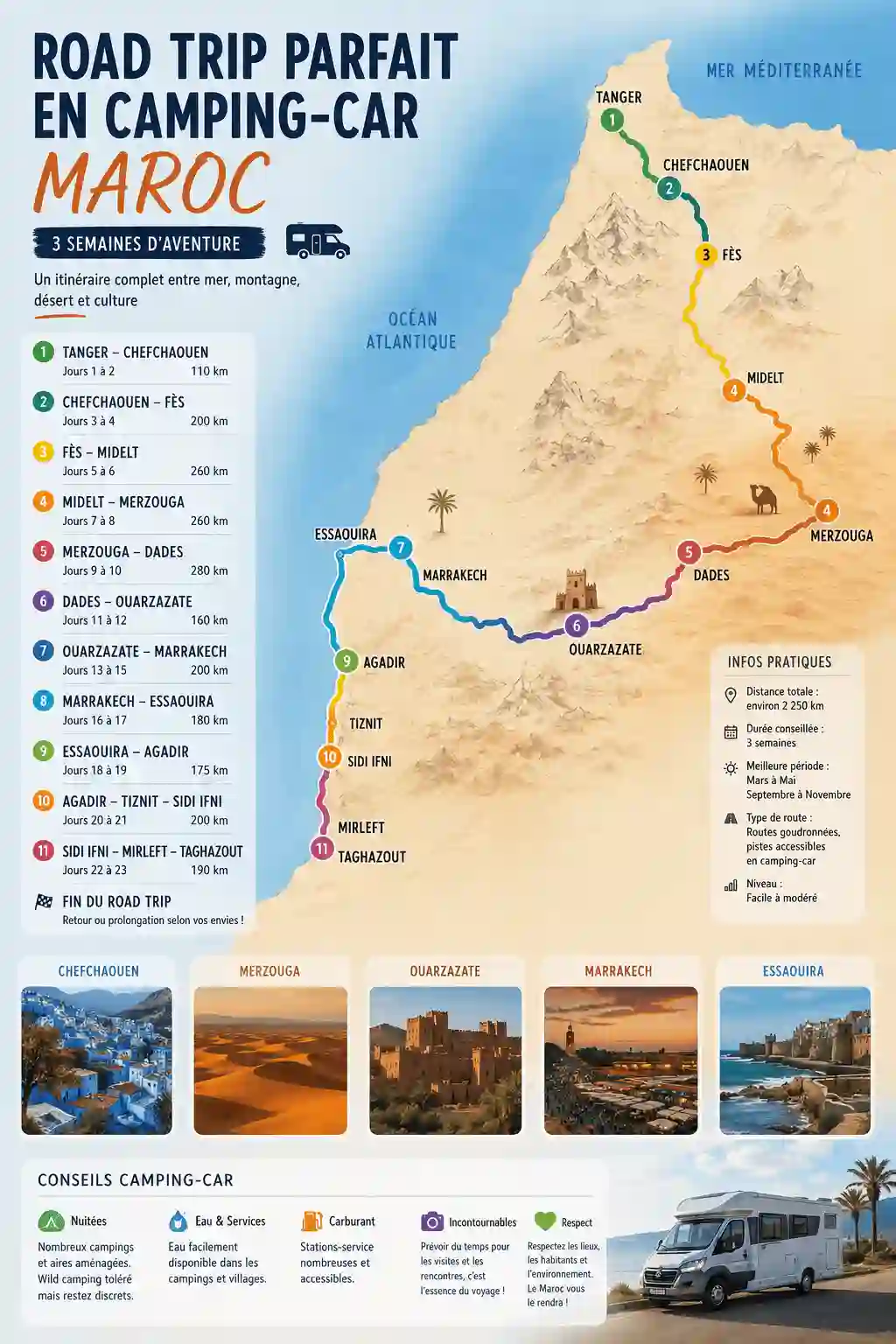 itinéraire camping car Maroc